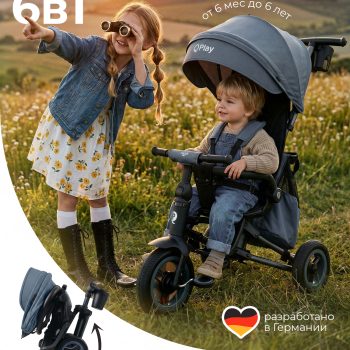 Велосипед 3-х колесный Qplay S701 RIDER MAX Stone Grey (Oxford/Matte Graphite)