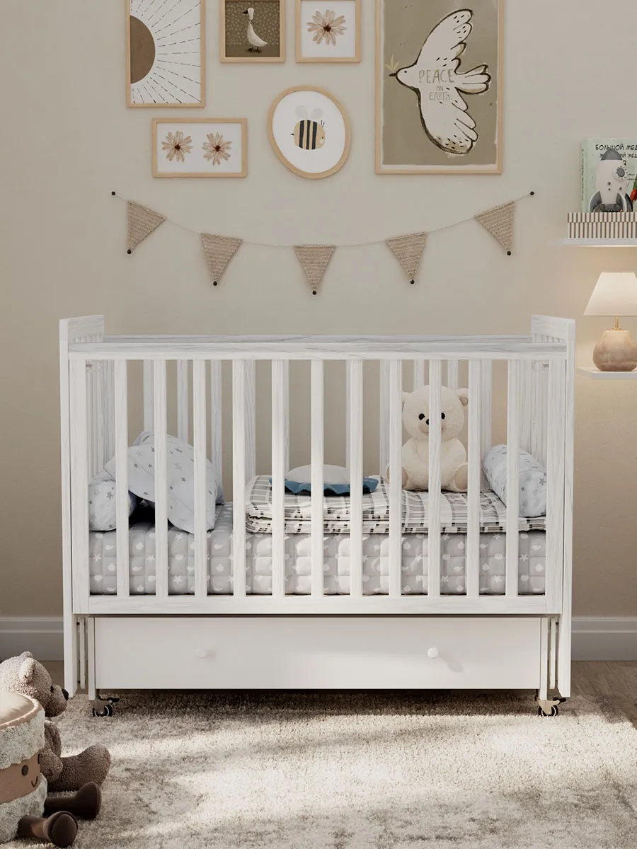 Кровать ANTEMI Classic Sleep Premium 120х60 с ящиком-маятником Белый