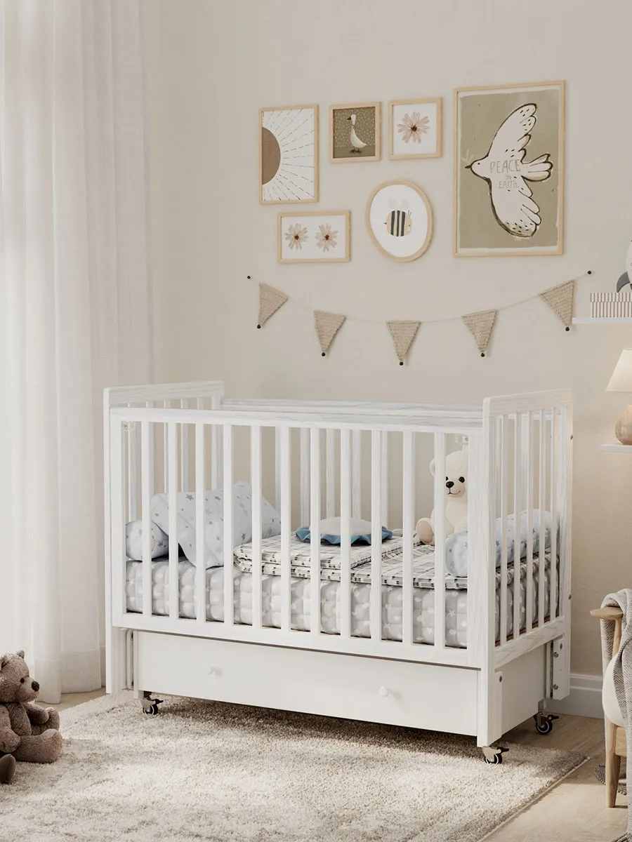 Кровать ANTEMI Classic Sleep Premium 120х60 с ящиком-маятником Белый