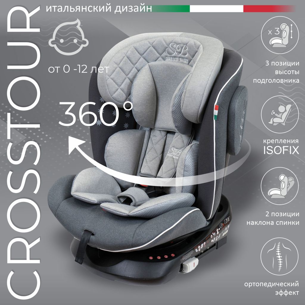 Автокресло Sweet Baby Crosstour 360 SPS Isofix, 0–36 кг, Grey (серый)