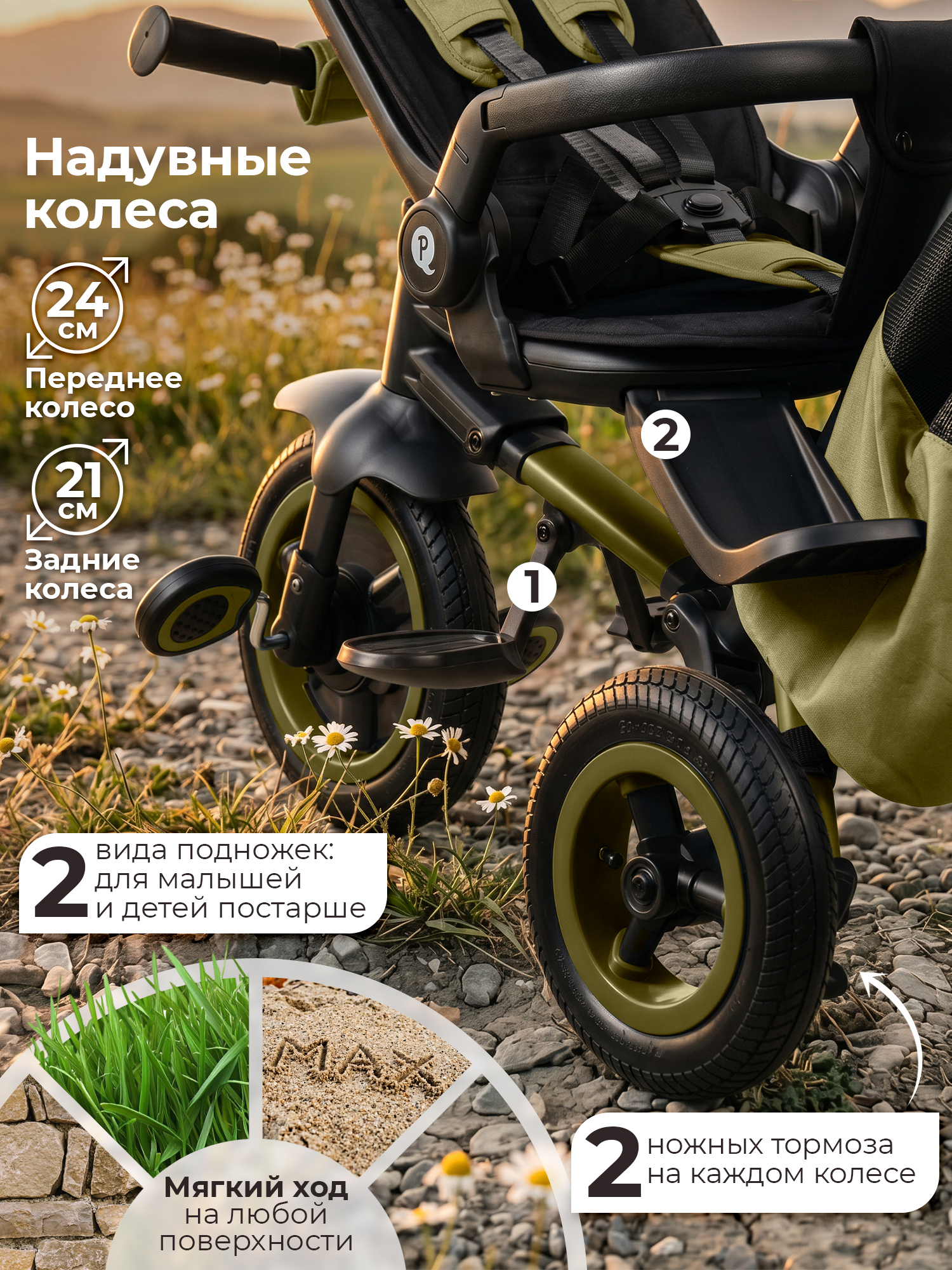 Велосипед 3-х колесный Qplay S701 RIDER MAX Olive Green (Oxford/Matte Green)