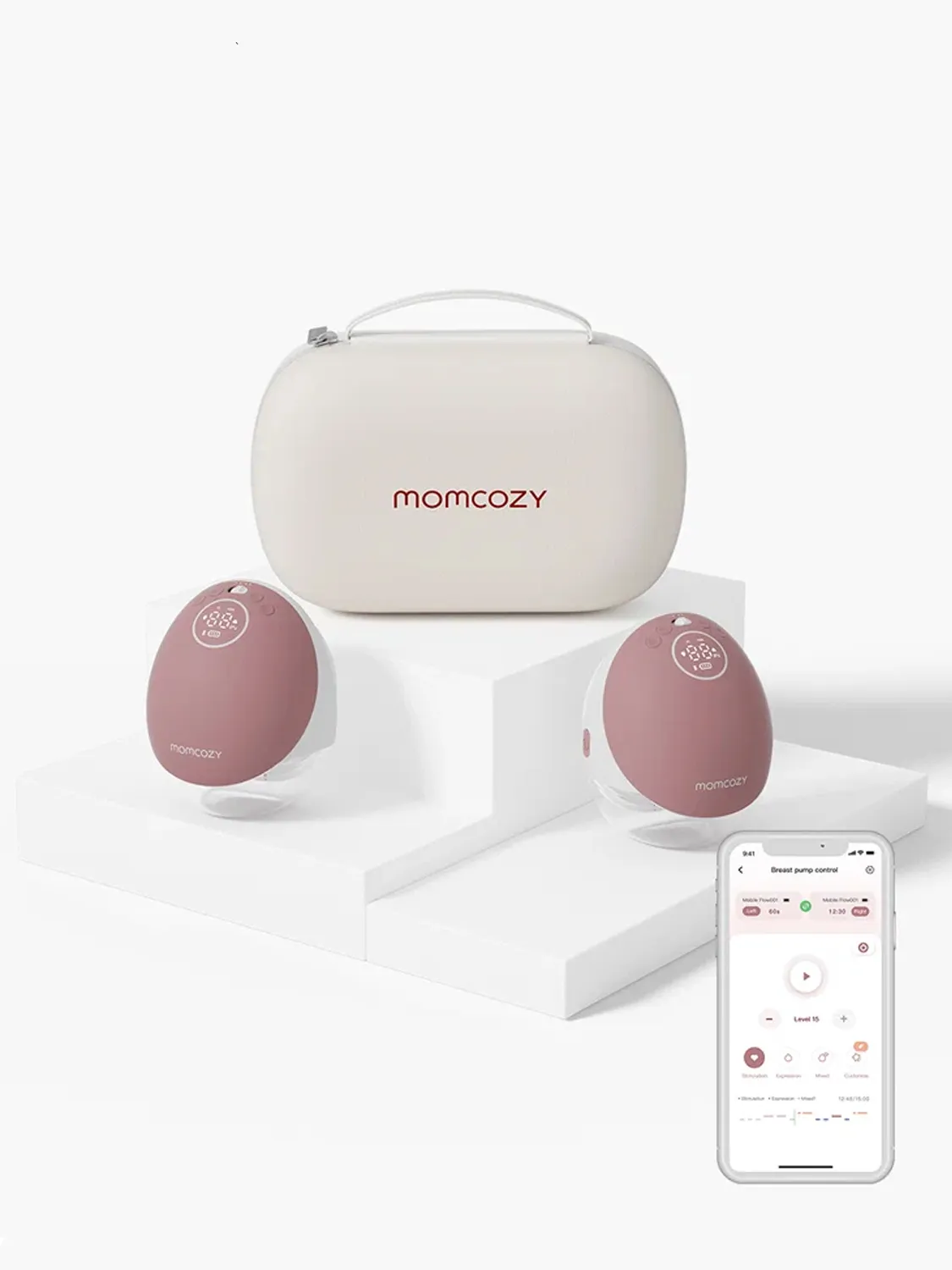 Молокоотсос Momcozy BP223 (Mobile Flow, M9) беспроводной электрический, 2 шт., уютный красный