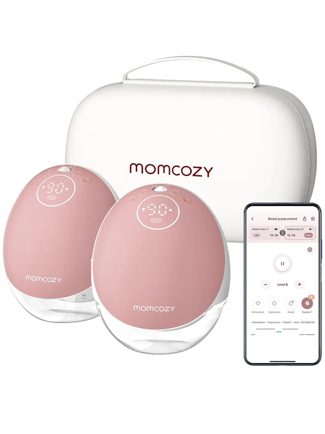 Молокоотсос Momcozy BP223 (Mobile Flow, M9) беспроводной электрический, 2 шт., уютный красный