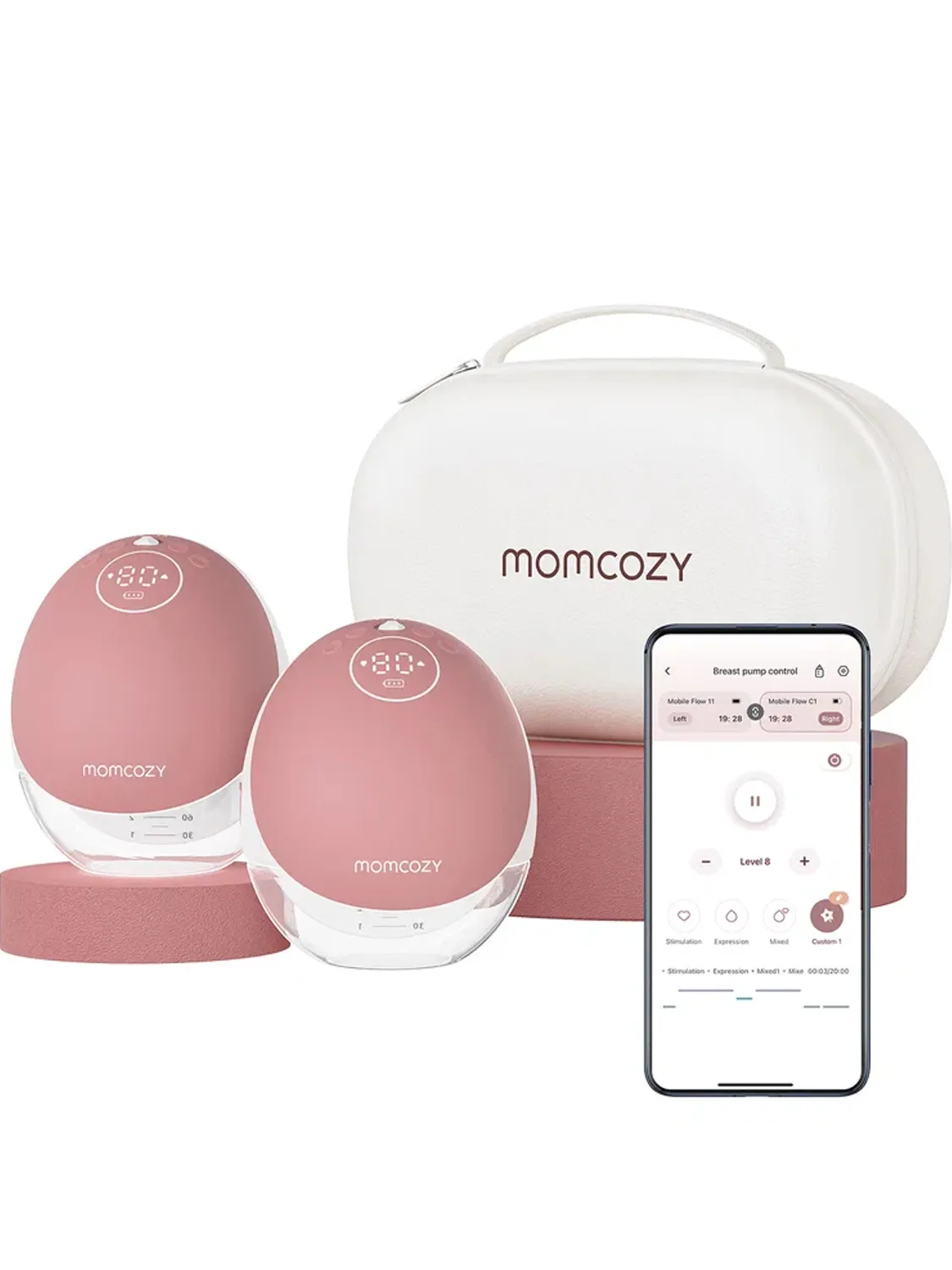 Молокоотсос Momcozy BP223 (Mobile Flow, M9) беспроводной электрический, 2 шт., уютный красный