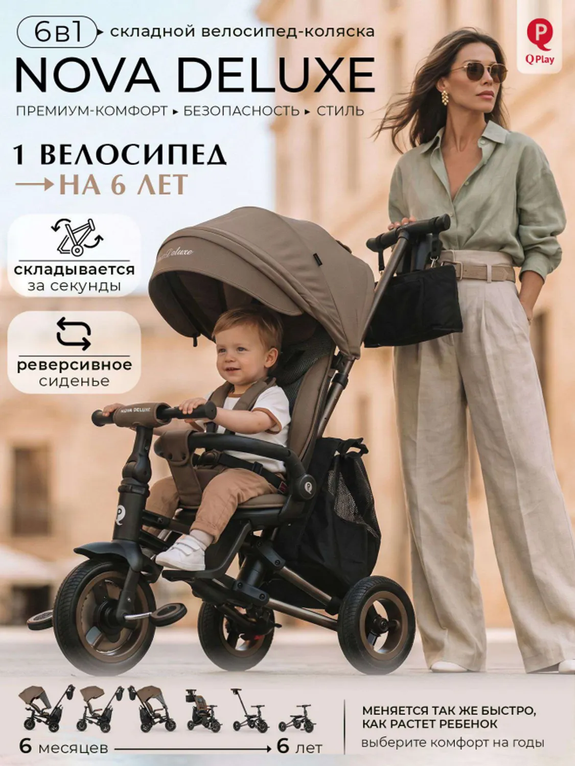 Велосипед 3-х колесный Qplay NOVA deluxe Black
