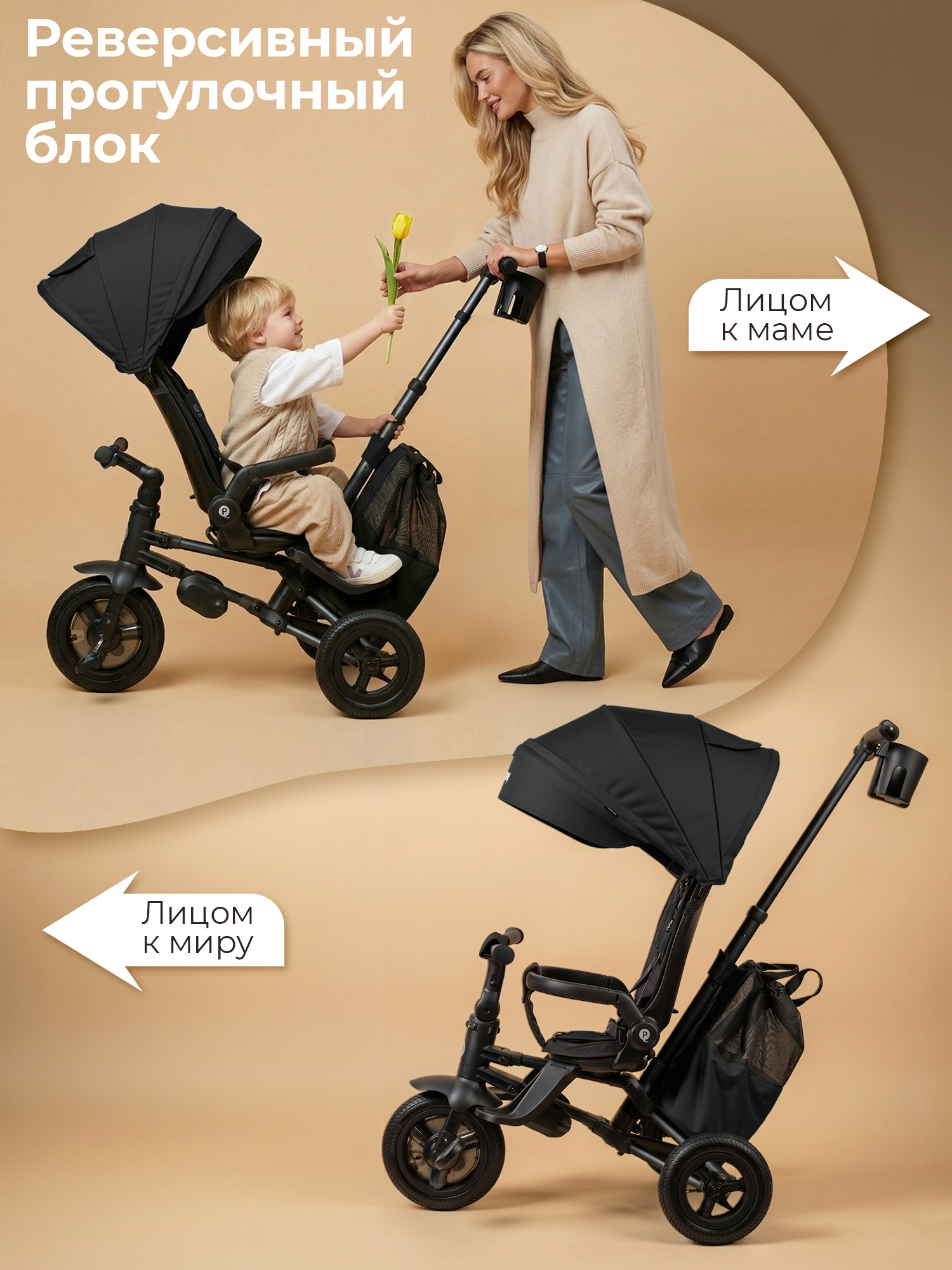 Велосипед 3-х колесный Qplay S701 RIDER MAX Black (Oxford/Matte Black)