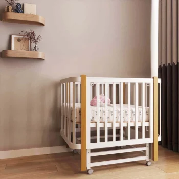 Кроватка детская ANTEMI Terra Light NEW с маятником 100×70, белый/дерево